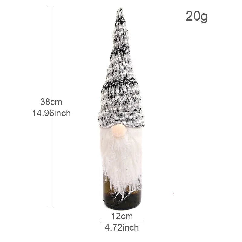 Christmas European And American Style Knitted Faceless Old Man Long Beard Wine Bottle Set