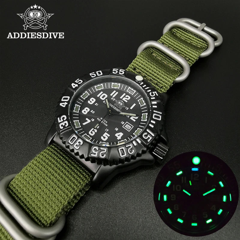 Men's Sports Watch Military Luxury Rotating Bezel Luminous Watch NATO Nylon Strap 50m Waterproof Quartz Dive Watch