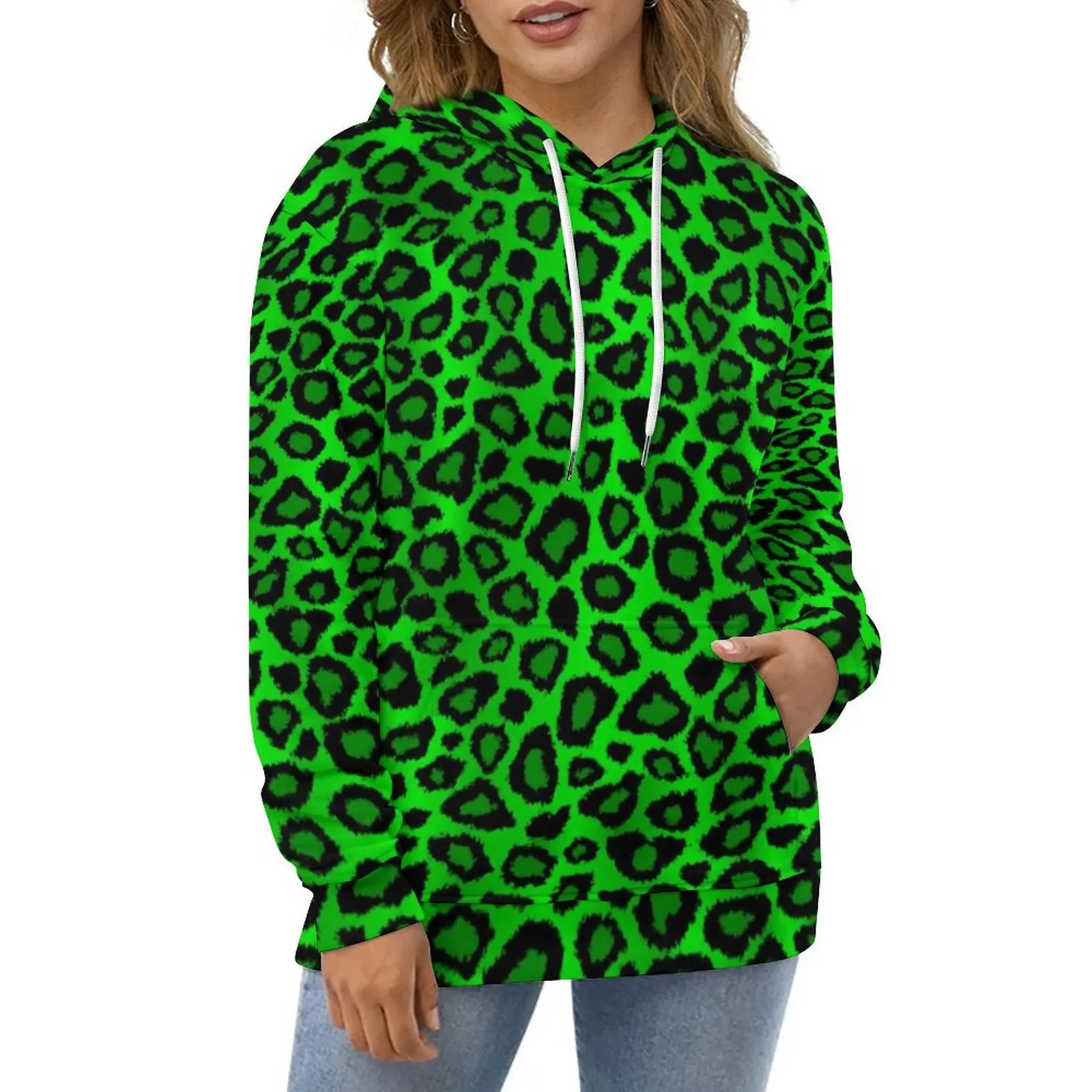 Purple And Gold Leopard Hoodies Animal Print Street Wear Oversize Hoodie