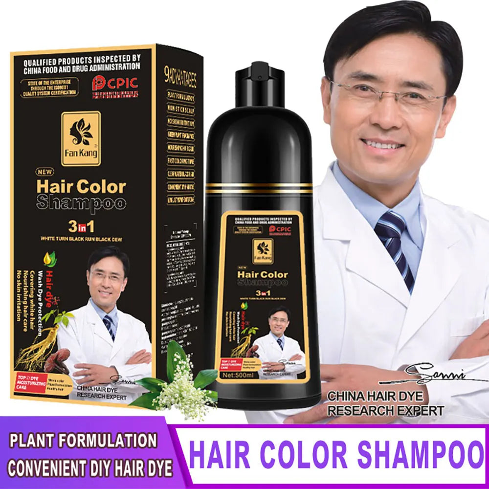 500ml Essence Black Hair Dye Shampoo Covering Hair Permanent Hair Color