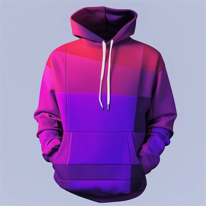 3D Printed Purple Hoodie Men's Y2k Casual Design Hooded Sport shirt Autumn Street Hip Hop Men's Clothing Tops