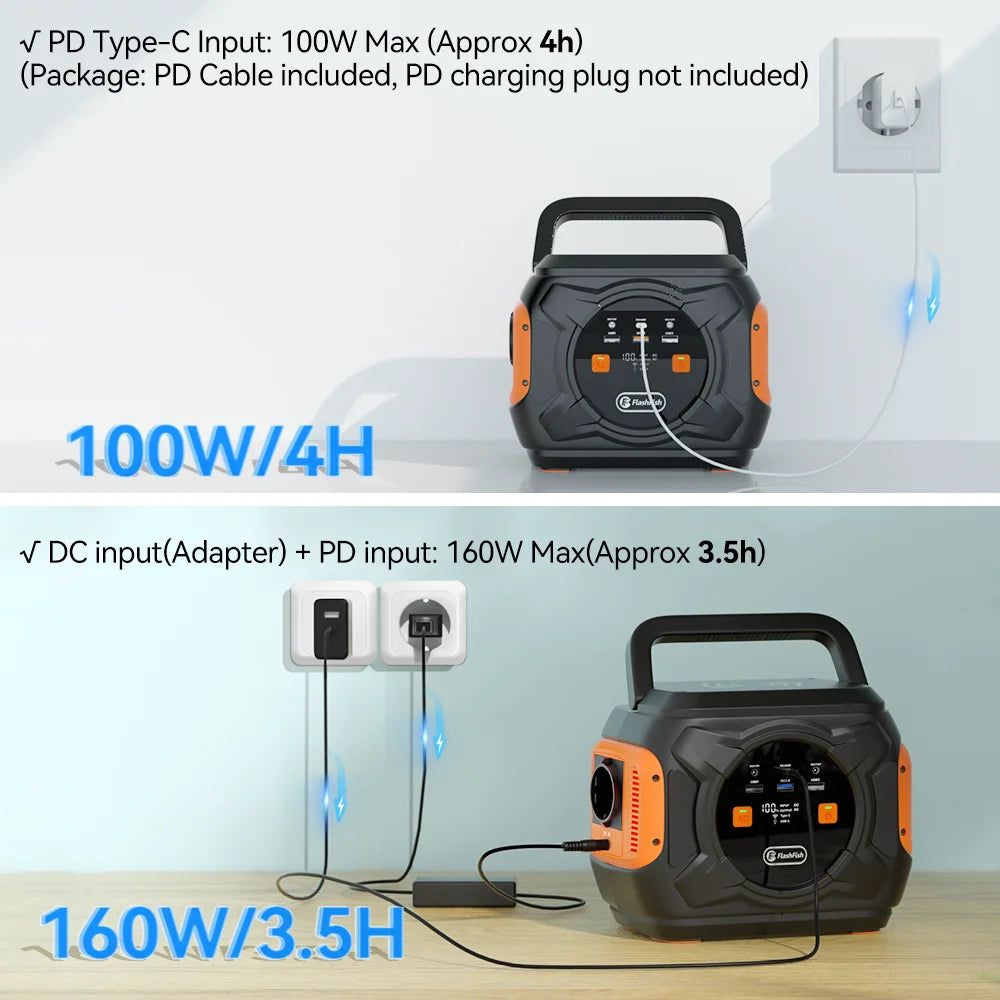 FF Flashfish A301 230V 320W Portable Power Station 292Wh Solar Generator 100W PD Battery AC Power Bank with Solar Panel 100W 18V