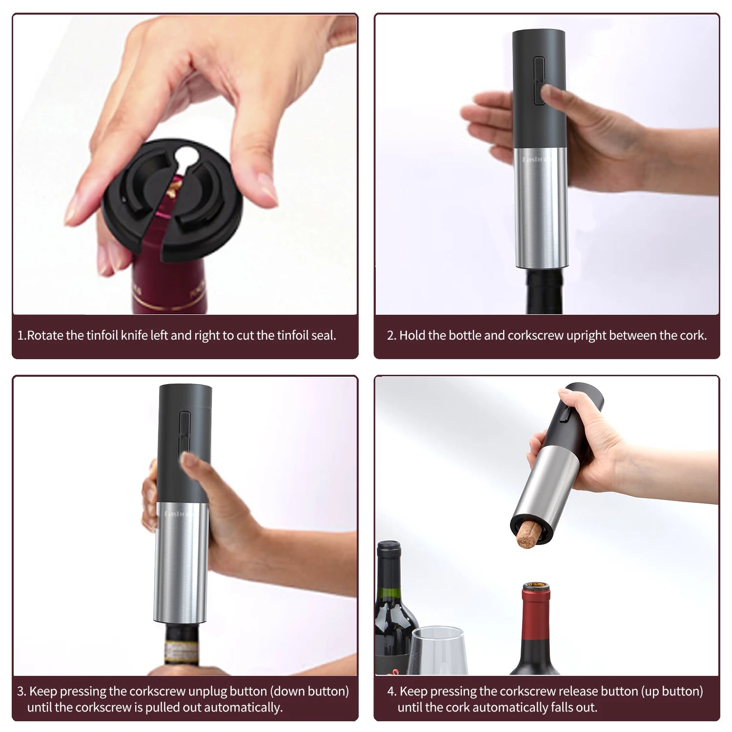 Automatic Bottle Opener for Red Wine Foil Cutter Battery Operated Electric Corkscrew One Click Button Jar Opener Kitchen Gadgets