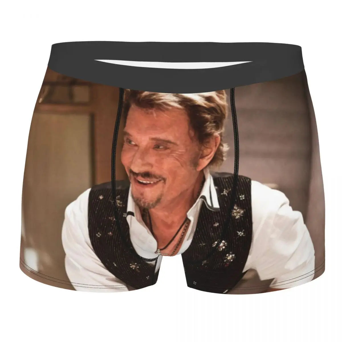 Custom Male Fashion Johnny Hallyday Underwear French Singer Rock Music Boxer Briefs Soft Shorts Panties Underpants