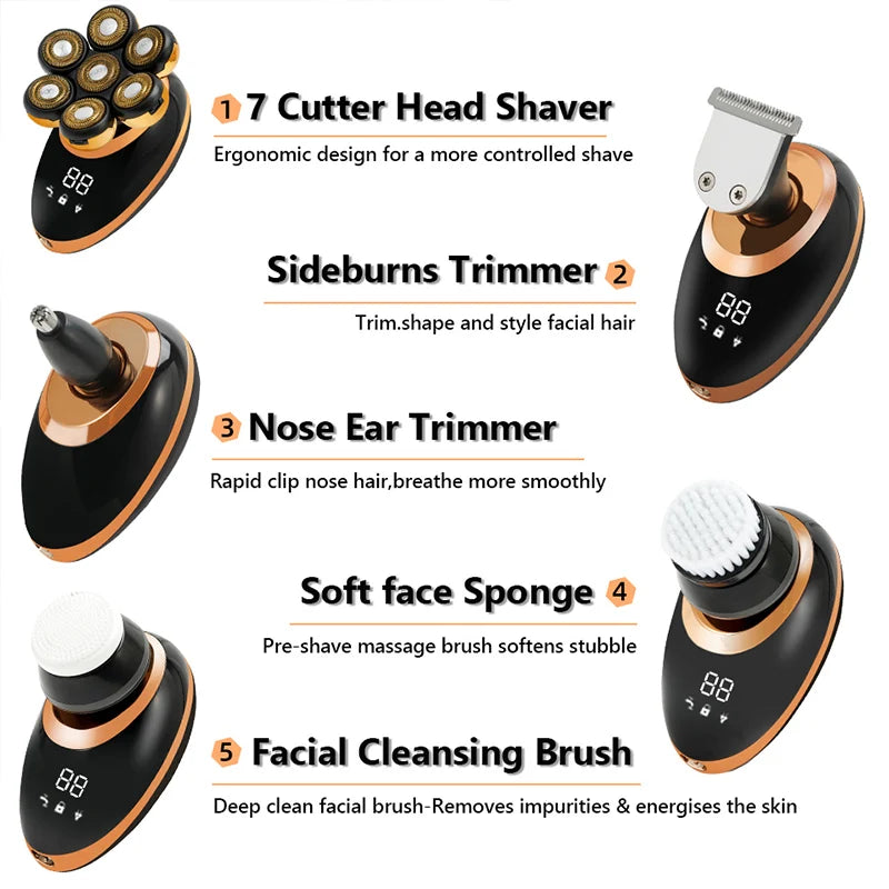 Men 7D Floating Men Electric Shaver Wet Dry Beard Hair Trimmer Electric Razor