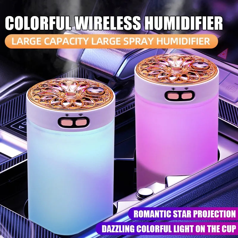 Wireless Car Air Humidifier Starry Sky Projector Lamp Portable Humidifier