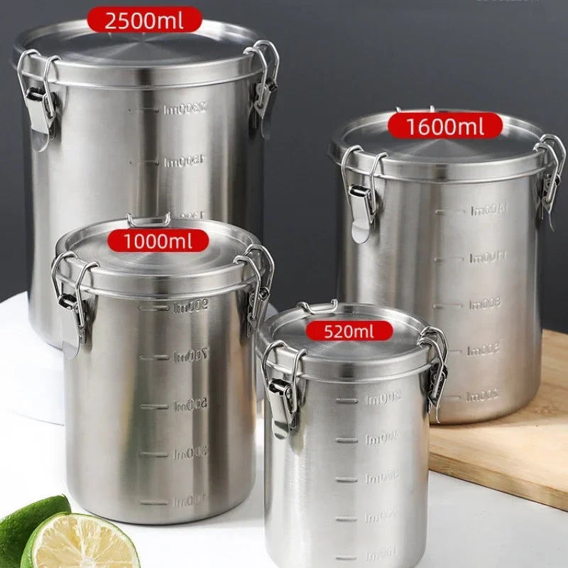 Stainless Steel Tanks Sealed Pasta Fruit Cereal Multigrain Tea Coffee Kitchen Food Storage Containers