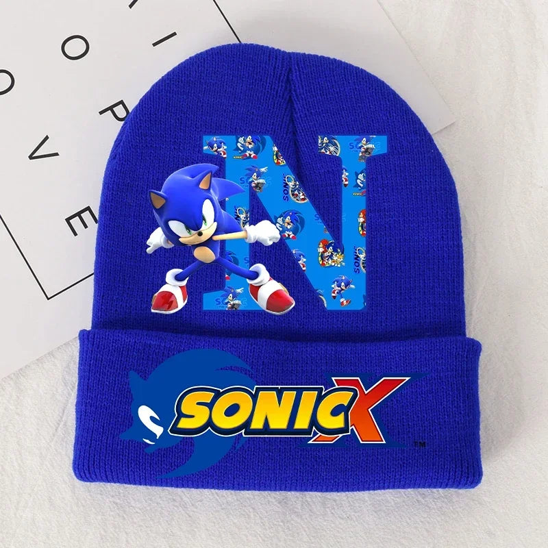 Sonics Children's Letter A-Z Knitted Hat Soft Warmth Boys Autumn Winter Kids Toddler Crochet Cap Outdoor Sport Cute Beanies Hats