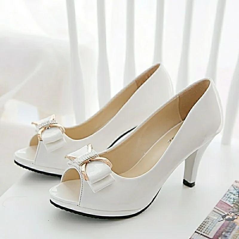 Female Stiletto High Heel Shoes Woman Pumps Open Toe Fish Mouth Shoes