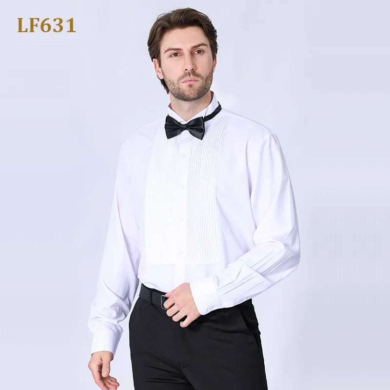 American size men's tuxedo shirt long sleeve spring and summer fashion new non-ironing formal business solid color plus size