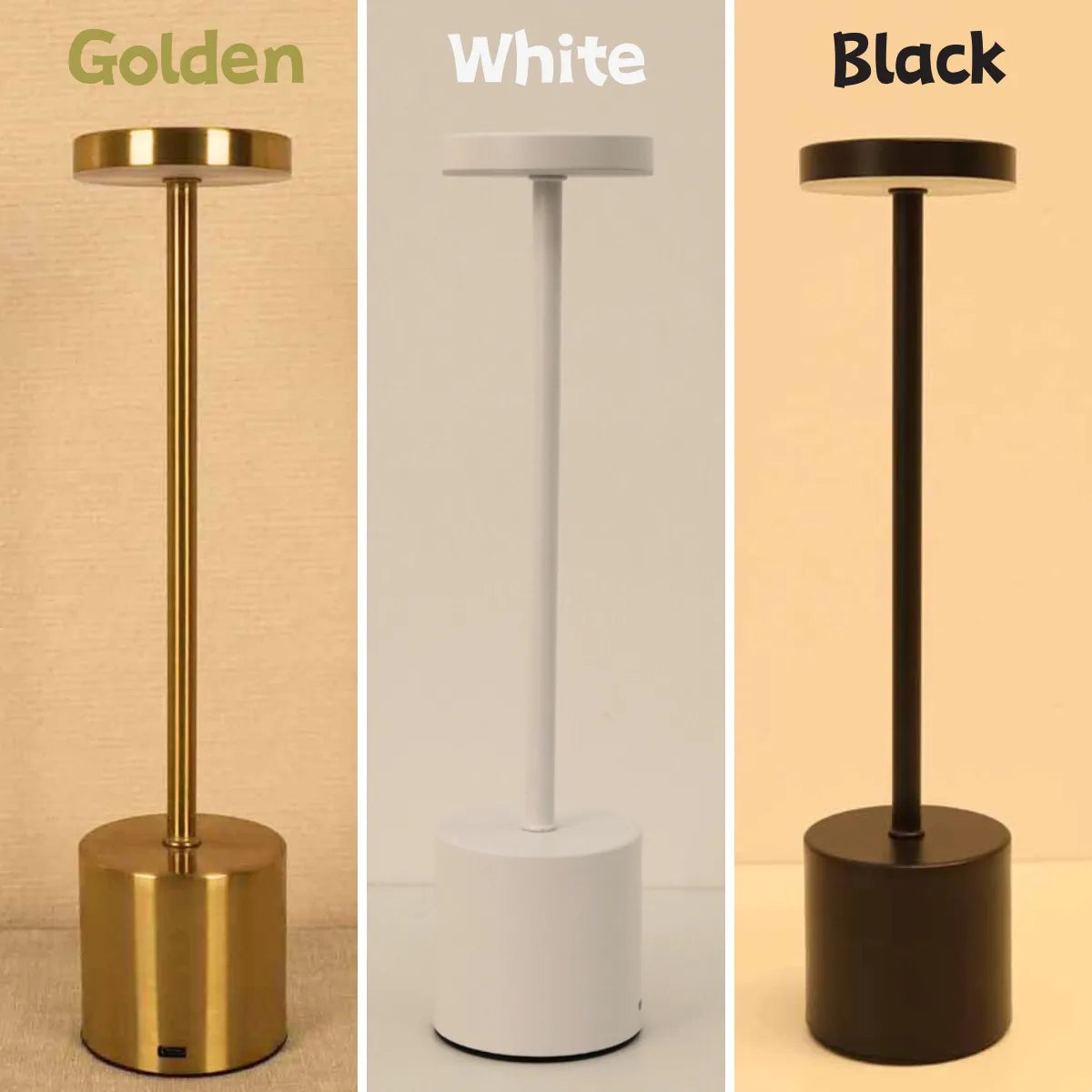 LED Rechargeable Touch Metal Table Lamp Night Light