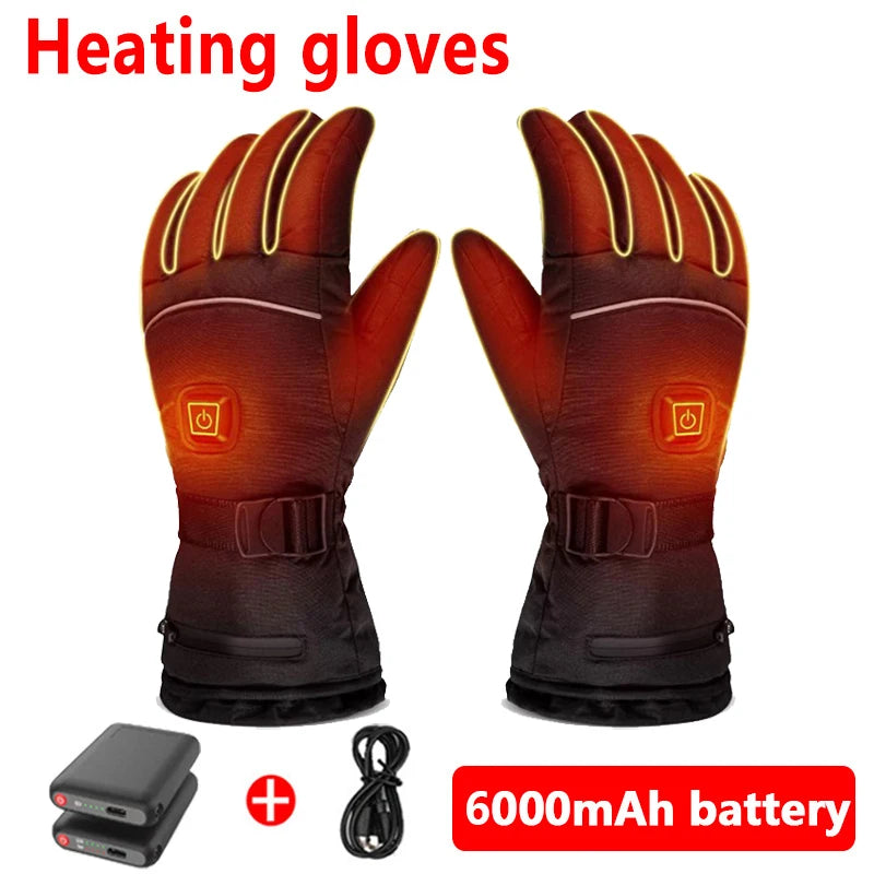 Heated Rechargeable Gloves Electric Heated Gloves Thermal Heat Gloves Winter Warm Skiing Snowboarding Hunting Fishing Cycling