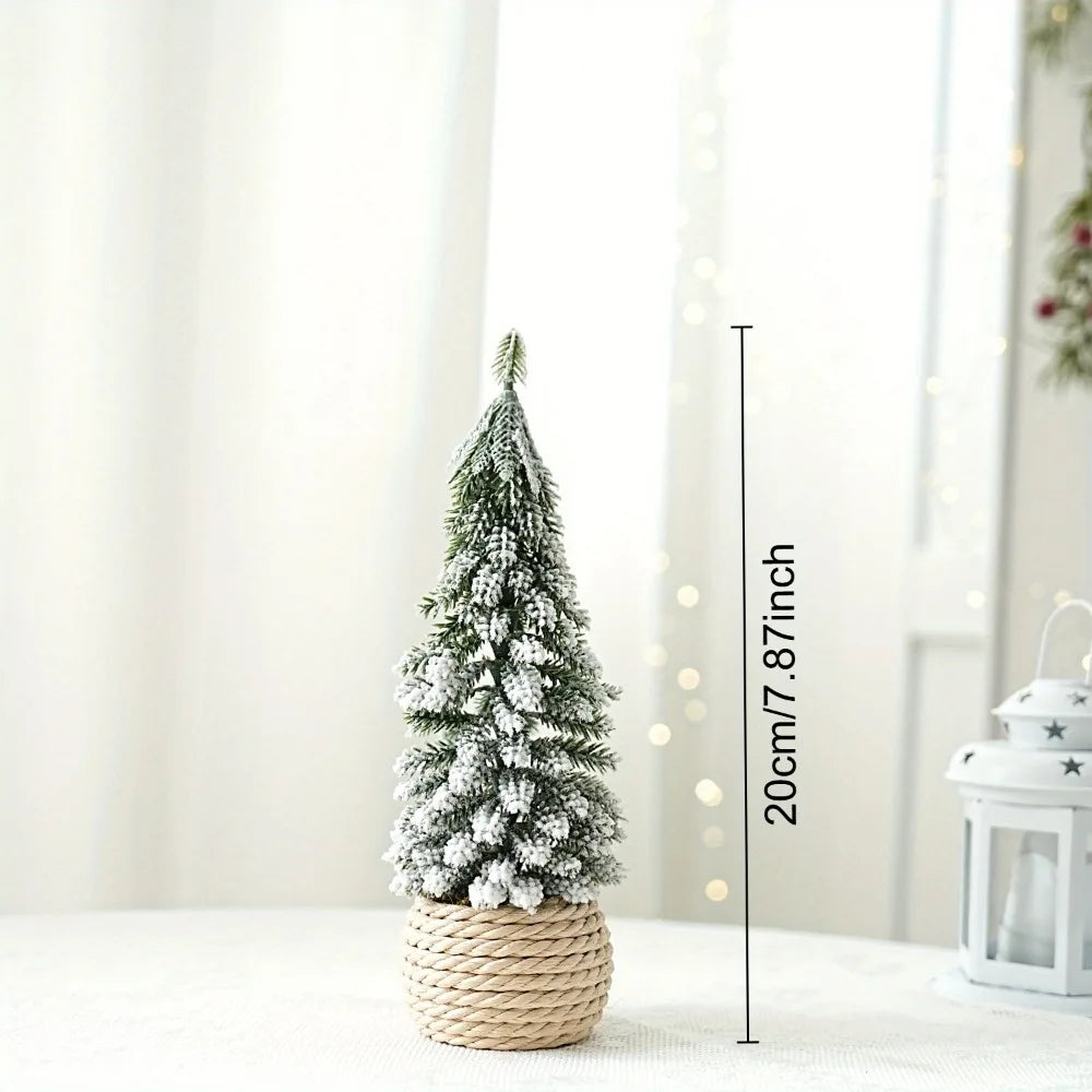 Mini Christmas Tree Artificial Small Snow Pine Xmas Tree Decorations New Year Party Ornaments