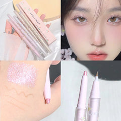 Double Headed Silkworm Pen Glitter Eyeshadow Stick Eyeliner Pen