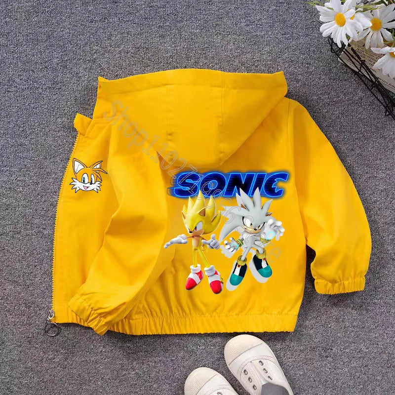 New Sonics Child Spring and Autumn Jacket Boys Girls Clothes Comfortable Cartoon Anime Graphic Print Coats Birthday Party Gifts