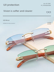Glasses Retro Faux Wood Men's UV Protection Sunglasses