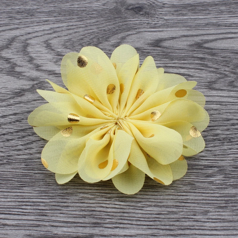 Fashion Gold Point Puffy Flower For Hair Accessories Ballerina Chiffon Flower Ornaments For Wedding Bouquet