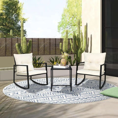 Furniture Porch Chairs Conversation Sets with Glass Coffee Table