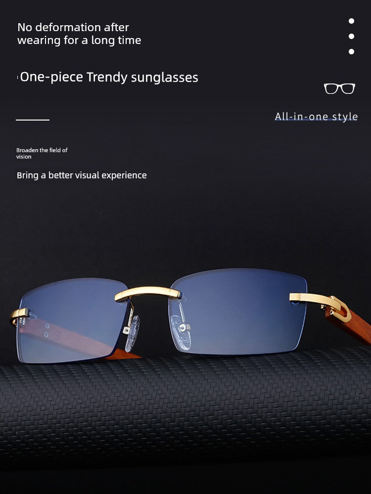 Glasses Retro Faux Wood Men's UV Protection Sunglasses