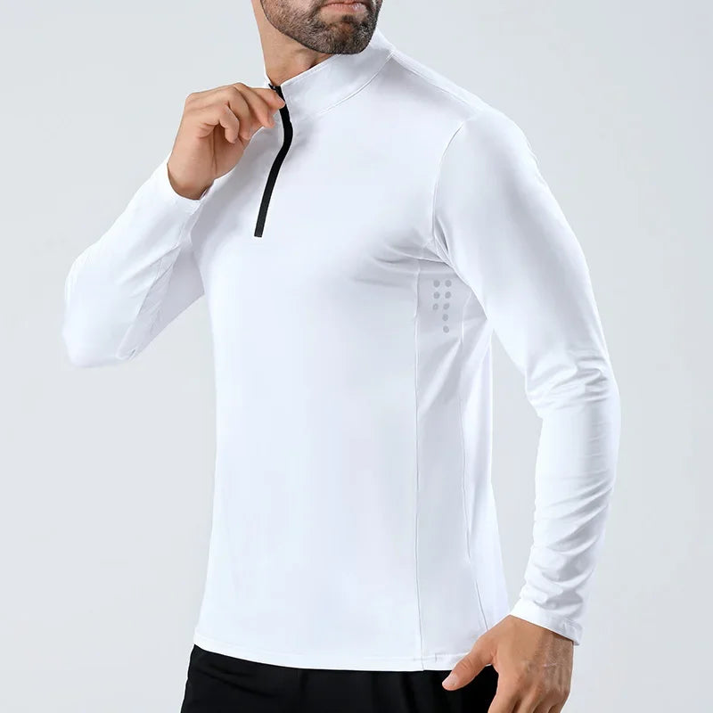 Men Half Zip Quick Dry Jacket Long Sleeve Standing Collar Top