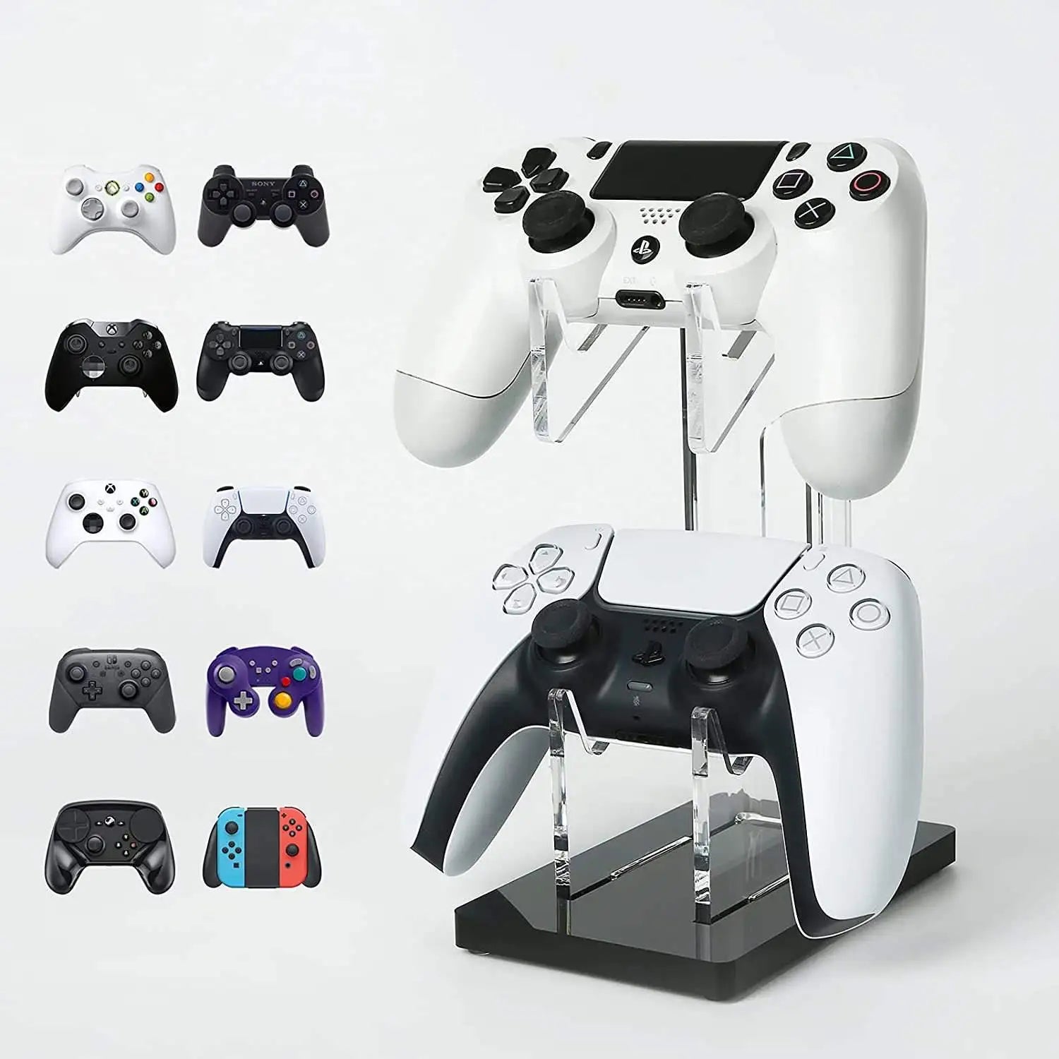 Aolion Dual Game Controller Holder Acrylic Gamepad for Switch Pro/PS5/Xbox Series X/PS4/PS2/PS3 Joystick Rack Stand Accessories