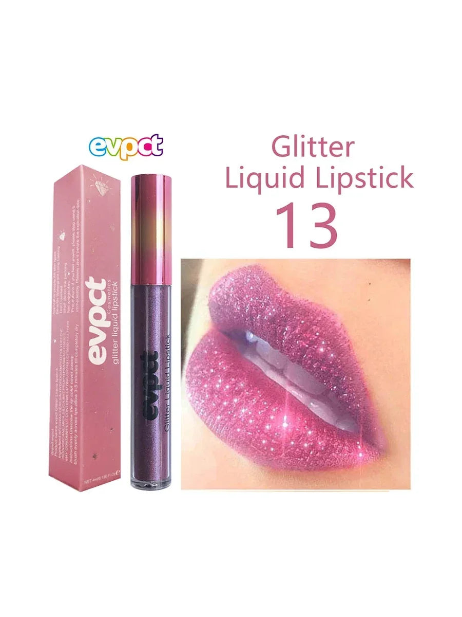 Matte Glitter Liquid Lipsticks Diamond Shiny Lip Gloss Waterproof Long Lasting Pearl Lipgloss Women Lip Tint Makeup Cosmetics