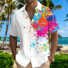 Spring And Autumn 3D Color Splash Parrot Print men's long-sleeved Shirt