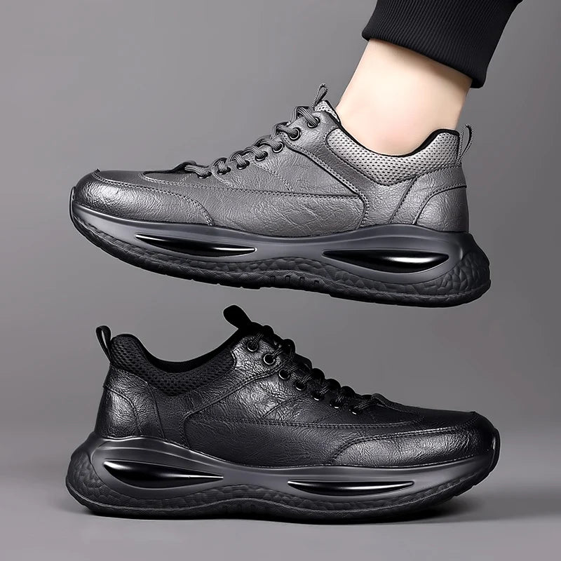 Men's Casual Shoes lace up black Trend Wild Fashion Men Shoes Thick-soled Shoe