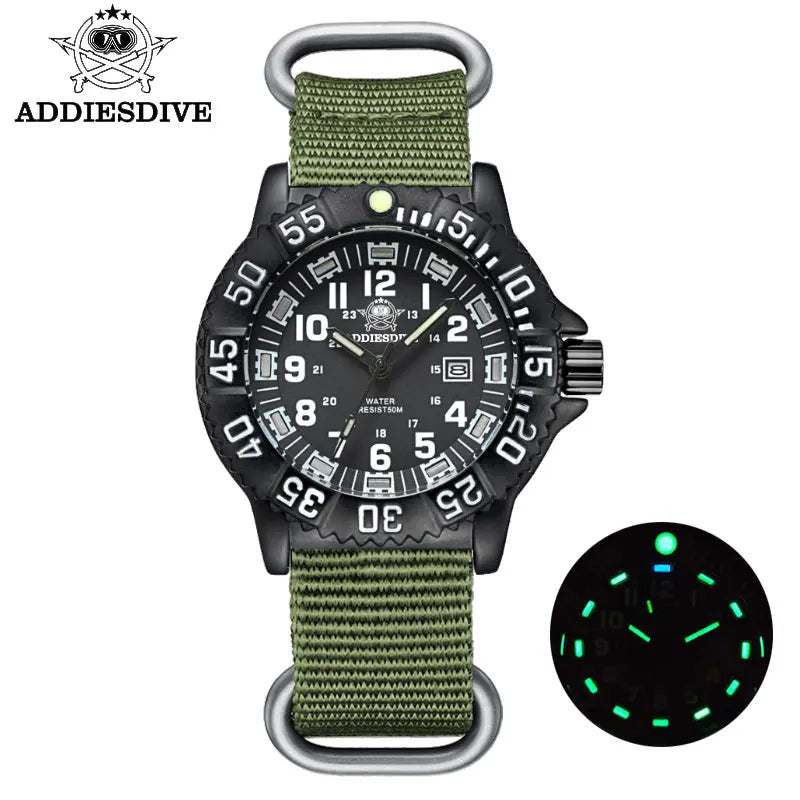 Men's Sports Watch Military Luxury Rotating Bezel Luminous Watch NATO Nylon Strap 50m Waterproof Quartz Dive Watch