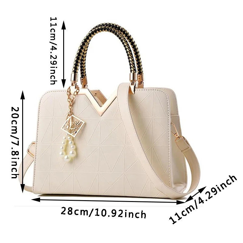 Women Handbag Patchwork Shoulder Messenger Office Work PU Leather Female Bag