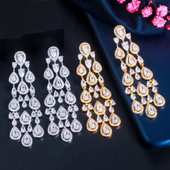 Long Tassels Diamond Earrings Party Wedding Drop Dangle Earrings for Women