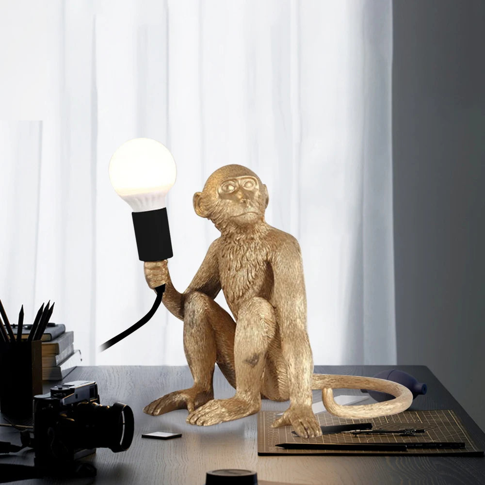 Monkey Table Lamp Sitting Monkey Light Creative Desk Lamp Vertical Resin Table Light Gift