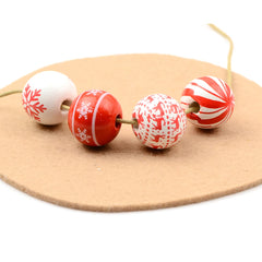 Christmas Series Round Wooden Beads Charms Beads DIY Decorations Crafts Kid's Jewelry Materials Baby Toys Accessories
