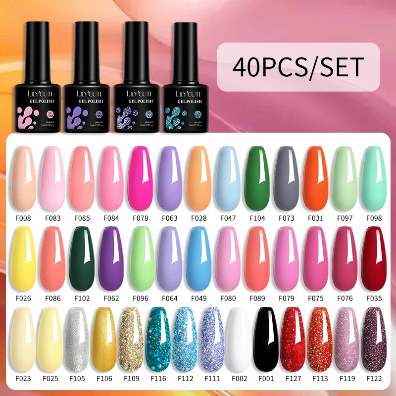 Color Gel Nail Polish Set Colorful Glitter Nail Gel Polish Semi Permanent UV Gel Nail Art Gel Varnishes Kit