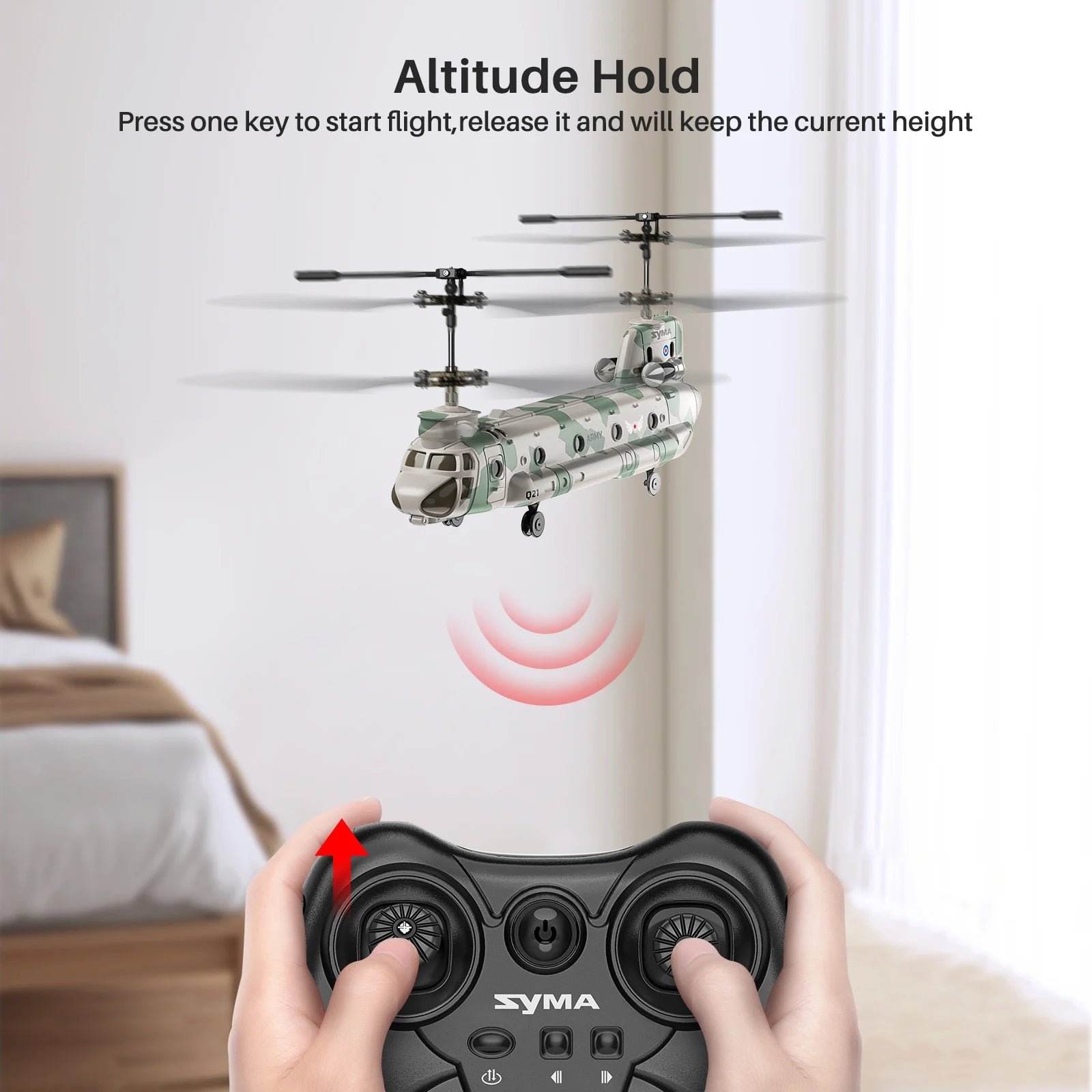 SYMA Remote Control Helicopter,2.4GHz Q21 Military Transport RC Armed Aircraft Chinook CH-47 Model Toys for Kids Military Fans