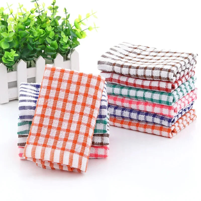 6pcs Soft Plaid Absorbent Kitchen Towel