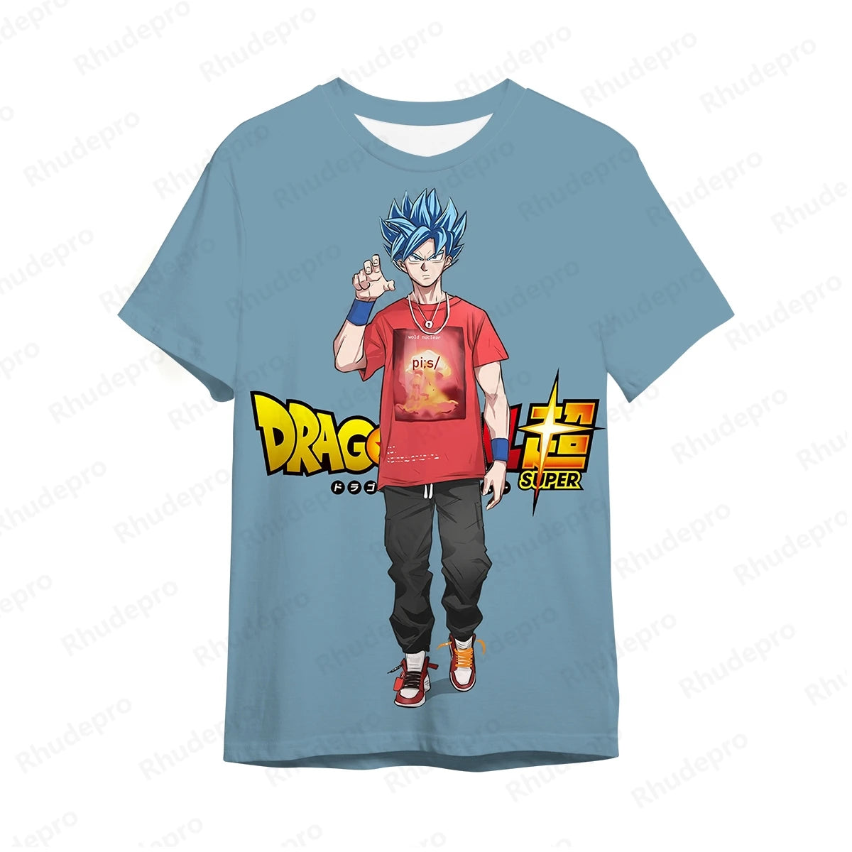 Baby Suit Son Goku Children's Summer Men's T-Shirt Anime Cartoon Print White Balck T-shirt Boys Top