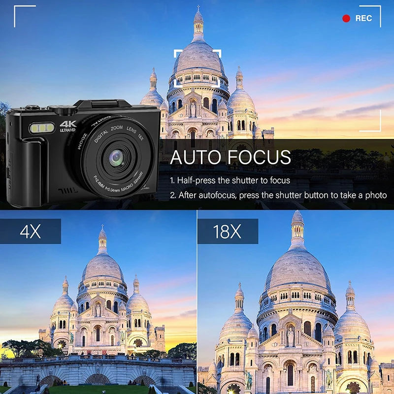 4K Digital Camera Auto-Focus Point and Shoot Digital Cameras