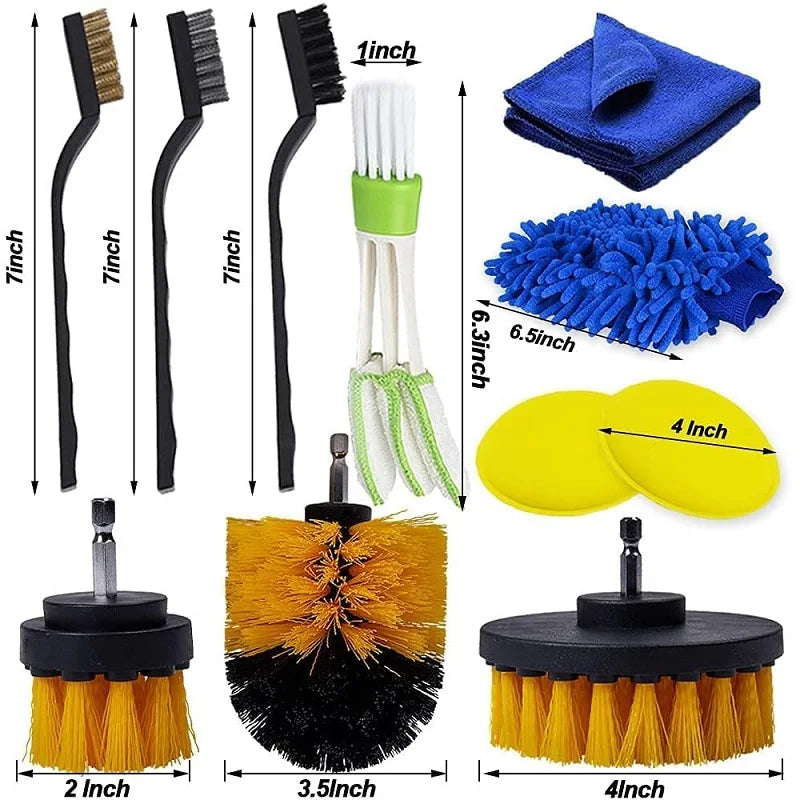 Brush Set Non-slip Rubber Handle Detail Brush Kit for Car Interior Exterior Air Vents Clean Accessories