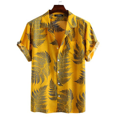 Men Hawaiian Shirt Printing Short Sleeve Lapel Vacation Casual Male Shirts