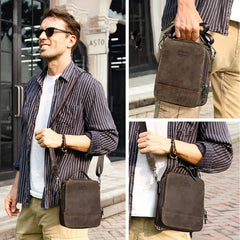 Creazy Horse Leather Shoulder Bag Men Casual Crossbody s Mini Travel Handbag High Quality Male Messenger Phone