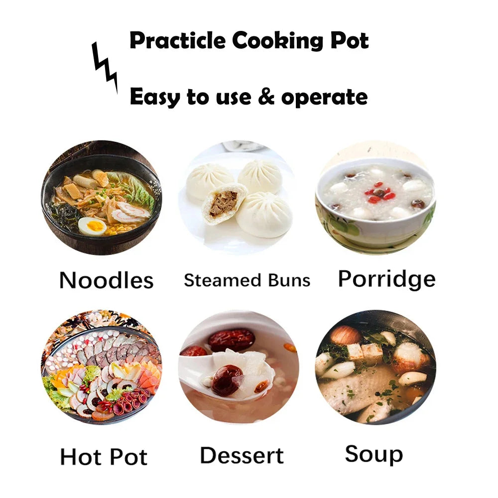 220V Multifunction Electric Cooker Home Hot Pot 1-2 People Heating Pan Cooking Pot Machine Mini Rice Cooker Kitchen Appliances