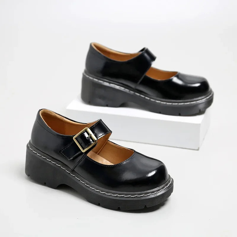 New Arrival Japanese Style Vintage Buckle Mary Janes Shoes