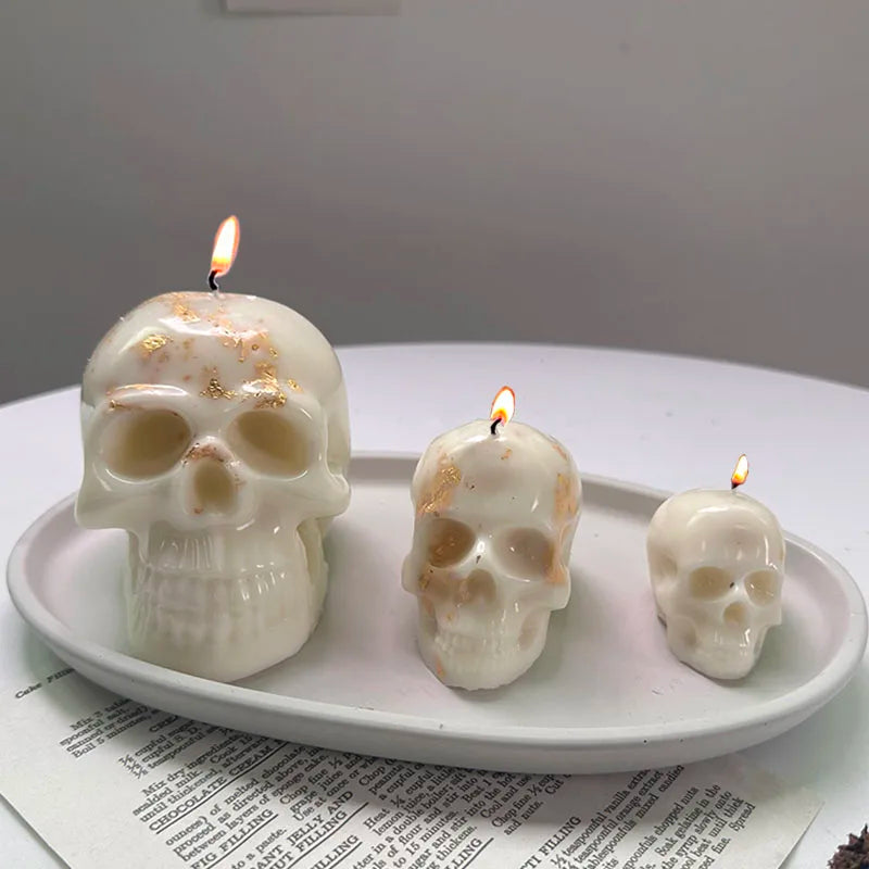 3D Skull Candle Silicone Mold Halloween DIY Handmade Epoxy Resin Mold Desktop Ornament