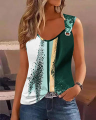 Tie Dye Print Eyelet Casual Tank Top Women Summer Spring Sleevless Fashion Tanks Tops Camis