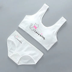 Student Girl Bra Underwear Set Without Steel Ring Cotton Puberty Vest Sports Underwear Teenage Girls Top