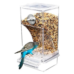 No Mess Bird Feeders Automatic Parrot Feeder Drinker Acrylic Seed Food Container Cage Accessories