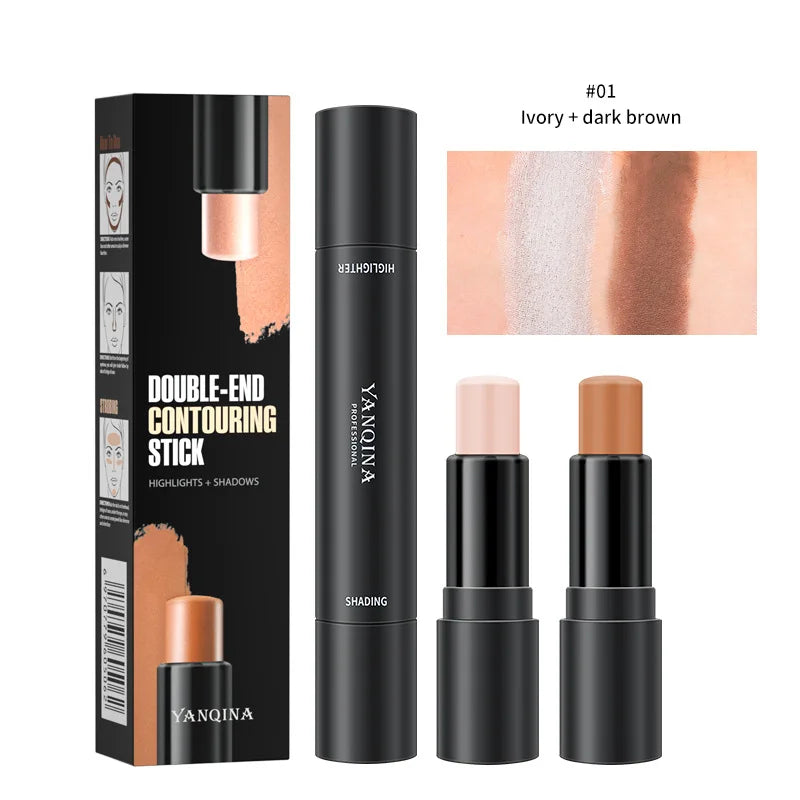 Double-headed Contour Stick Face Brown Bronzer Foundation Make Up Pen  Smooth Contour Shadow Highlight Concealer Cosmetics