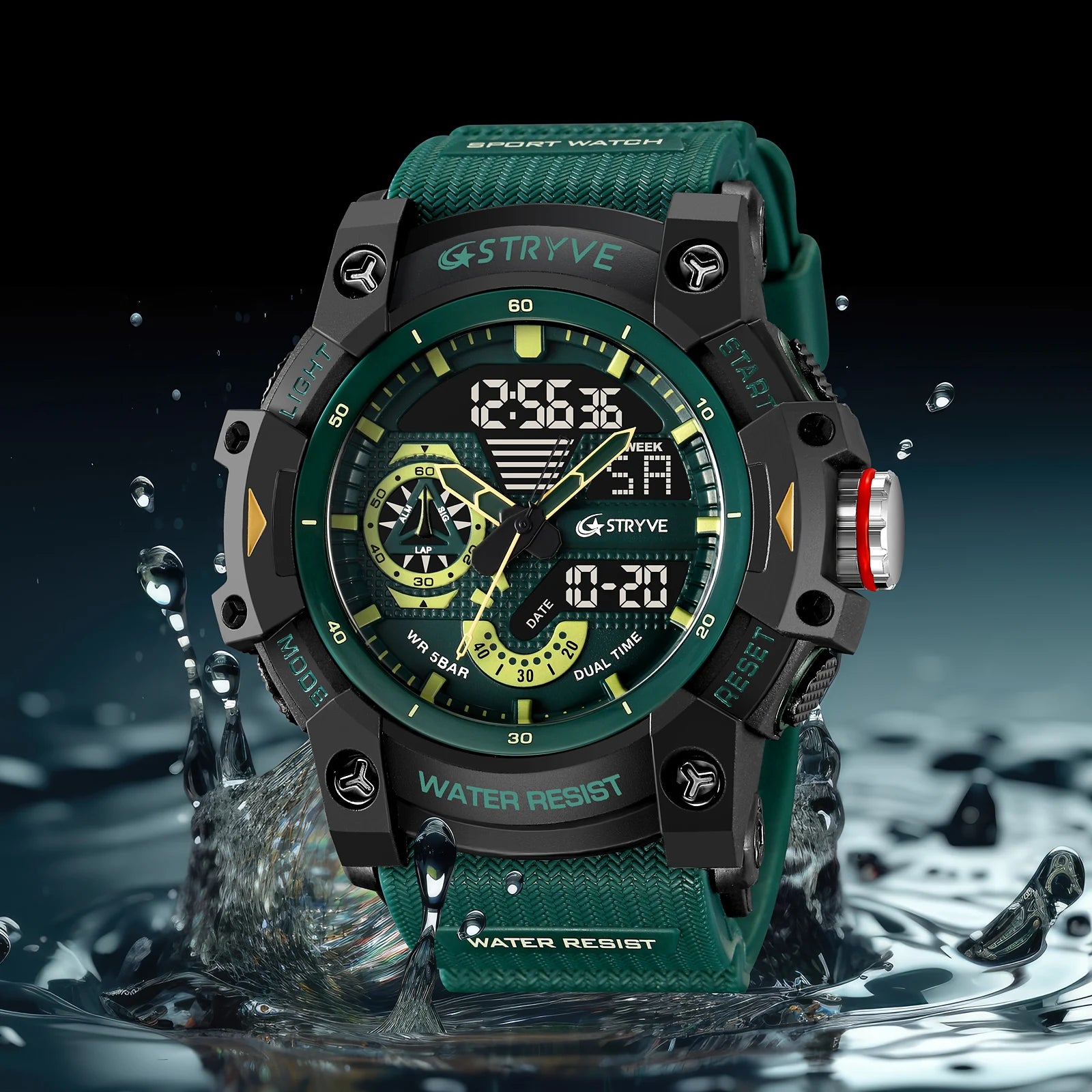 Popular Men's Watch Good Quality Analog-Digital Dual Movement Luminous Calendar Waterproof Sports Watches