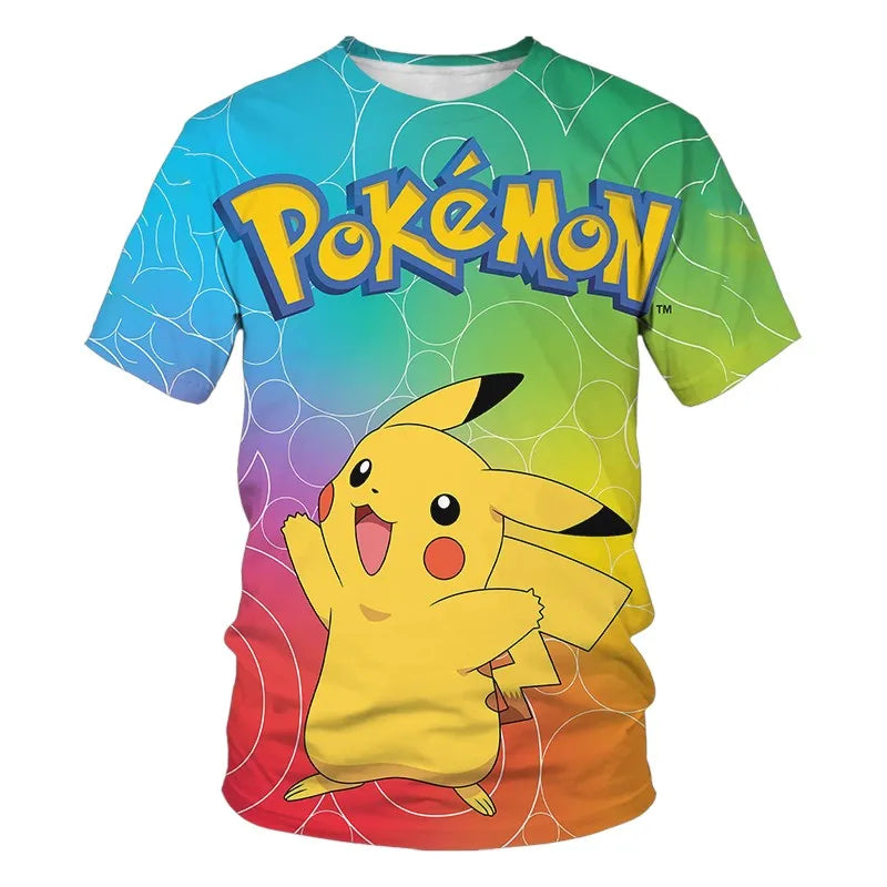 Children T-shirts Kids Tops Pokemon T Shirt Boys Short Sleeve Pikachu Tshirt Girls Clothes Tees Summer Casual Wear Girl T-shirt